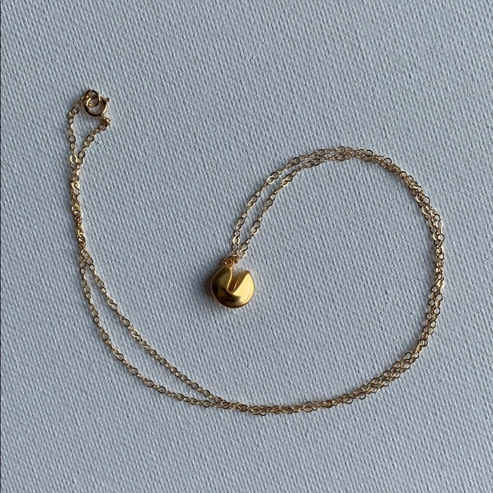NEW Golden Fortune Cookie Necklace - Picture 2 of 4